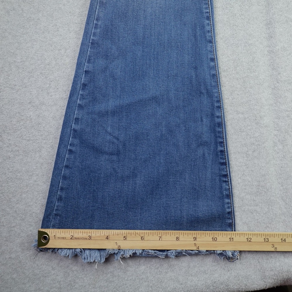 Vibrant MIU Jeans Womens 7 W27 Blue Distressed Flare High‎ Rise Bell Bottom - Picture 11 of 13